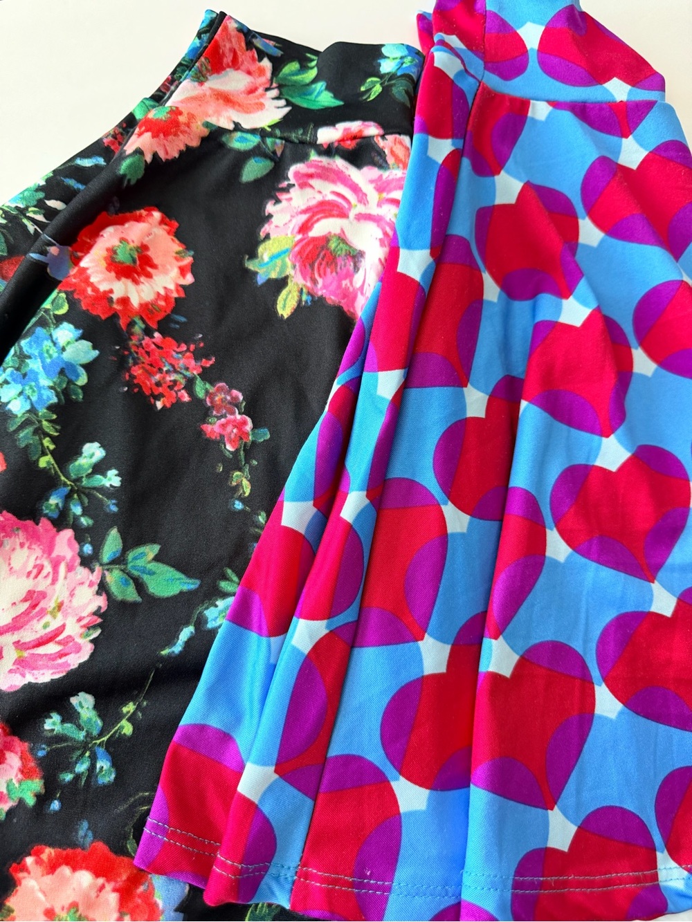 Floral LuLaRoe Black & Heart-Print Blue kids Skirt Duo
